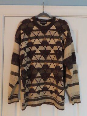 Gant Sweater Hand Intersia Knit Chunky Grandpacore Crew Neck Cotton Medium